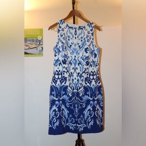 EUC Blue and White Lauren Ralph Lauren Sheath Dress Size 10